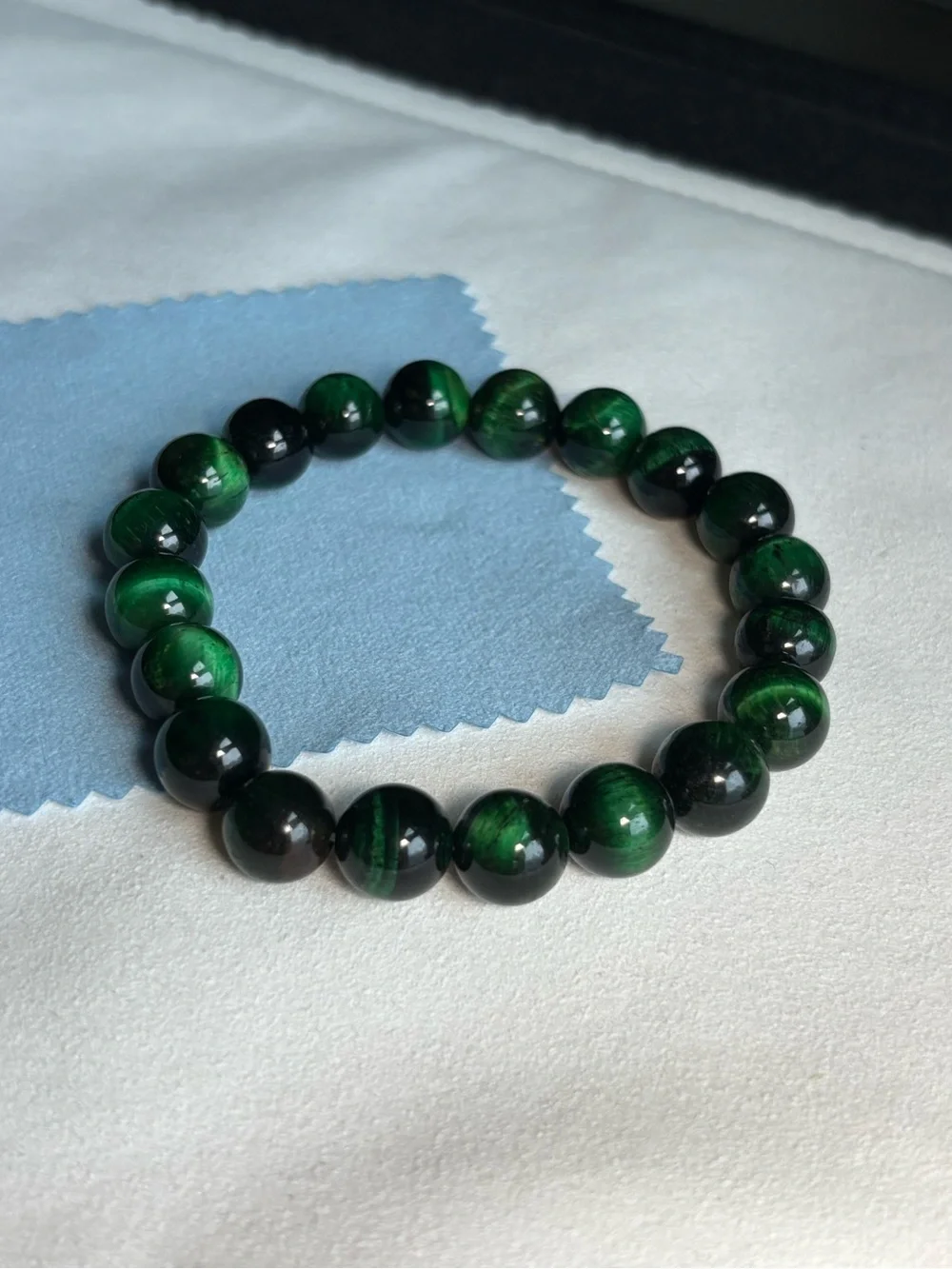 10mm Green Tiger Eye Beaded Stretch Bracelet - Women Jewelry
